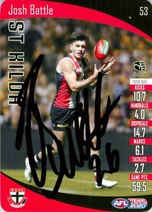 Signed 2020 St Kilda Saints AFL TeamCoach Card - Josh Battle - Picture 1 of 3