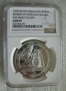 Gibraltar 1994 Silver Proof Coin Return of Sherlock Holmes The Mary Celeste NGC - Picture 1 of 4