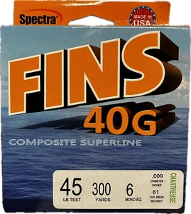 Flossen 40G Braid Fischschnur 45 LB, 300 Yards, Chartreuse Angelschnur, Hergestellt in den USA - Bild 1 von 1