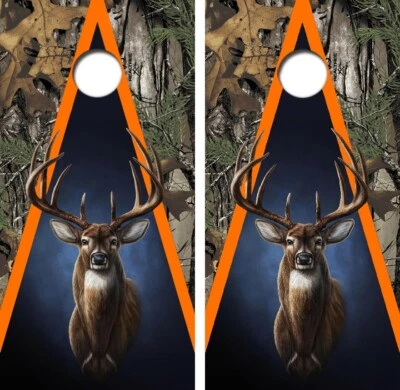 Whitetail Deer Buck Camo Cornhole Board Wrap LAMINATED Decal Vinyl Sticker #4590 - Image 1 of 4