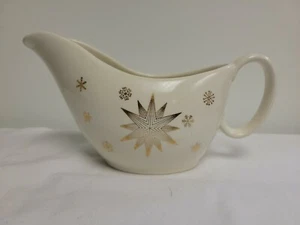 MCM Gravy Boat Retro White with Gold Star & Snowflakes Atomic Look - Picture 1 of 6
