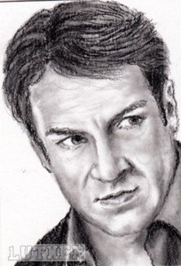 ACEO Original signed sketch Art card-Castle-The Rookie- Nathan Fillion- -Luther