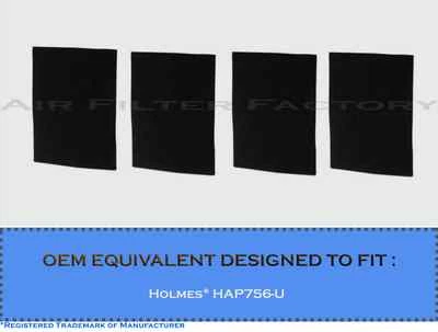 AIR FILTER FACTORY Compatible With Holmes HAP759-TU Air Purifier Charcoal Carbon Pad Filters 4-Pack