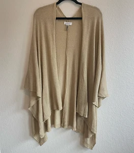 Calvin Klein Womens Cardigan Poncho One Size Beige Gold Classic Beach Minimalist - Picture 1 of 6