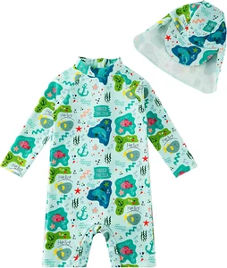 Baby/Toddler Swimsuit UPF 50+ Sun Protection One Piece Zipper Bathing Suit with - Picture 1 of 13