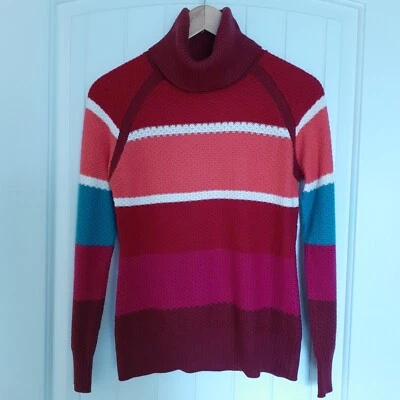 Krimson Klover Women's Wool Blend Striped Turtleneck Red Size S - Image 1 of 4