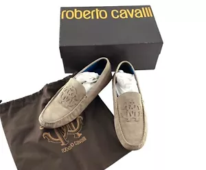 Roberto Cavalli Mens Beige Suede Embroidered Loafers Box & Dust Bag sz 45 us 12 - Picture 1 of 10