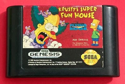 Krusty's Super Fun House (Sega Genesis, 1992) The Simpsons TESTED WORKS - Image 1 of 4