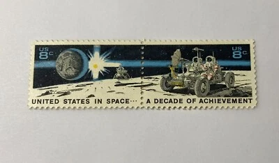 Rare 1971 Decade of Space Achievements 8 Cents 2 Stamps Mint Never Hinge OG. - Image 1 of 4