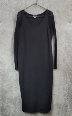 Vestido Pure Pima Jill Mujer Pequeño Negro Túnica Camisa Manga Larga Malla Maxi Foto 1 de 4