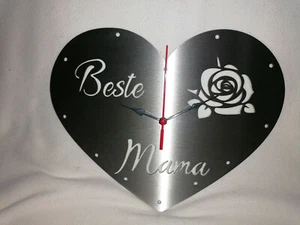 Edelstahl Wanduhr – Beste Mama - Geschenk - Muttertag - Weihnachten - Geburtstag - Bild 1 von 2