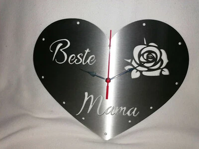 Edelstahl Wanduhr – Beste Mama - Geschenk - Muttertag - Weihnachten - Geburtstag - Bild 1 von 2