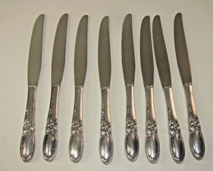 Oneida Community WHITE ORCHID Silver Plated 8 Dinner Knives Silverware - Picture 1 of 5