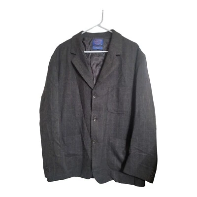Pendleton Jacket Mens XL Brown Windowpane Coat Blazer Virgin Wool Dressy Preppy - Image 1 of 4