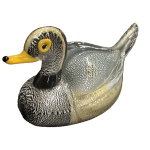 Vetri Di Murano Formia Glass Duck Silver Gold Black 9 Inches Long Made Italy VTG - Picture 1 of 11