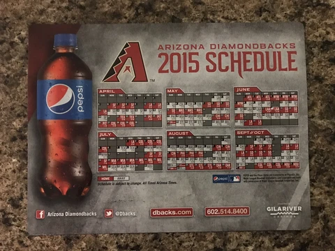 2015 Arizona Diamondbacks Magnet Schedule Cover