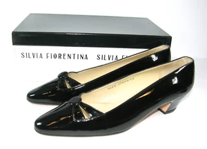 Silvia Fiorentina S1629 Dorian Vernice Black Patent Leather 6M Low Heel Pump - Picture 1 of 6