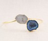 Natural Dark Blue White Geode Druzy yellow Gold Plated Bengal Bracelet For Her 