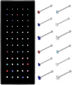 Aretes De La Nariz Diamantes De Imitación Acero Inoxidable Anillos Forma De L - Imagen 1 de 6