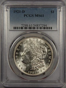 1921-D Morgan Silver Dollar PCGS MS61 $1 - Picture 1 of 3