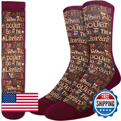 Calcetines Good Luck Go to the Library para hombre, adulto, talla de zapato 8-13 Foto 1 de 3