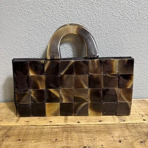 Shiraleah Lucite Tile Tortoise Shell Purse 60s Style Retro Handbag Vintage - Picture 1 of 11
