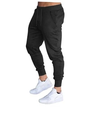  男式修身慢跑锻炼裤健身房跑步健美中号黑色 — 第 1/4 张图片