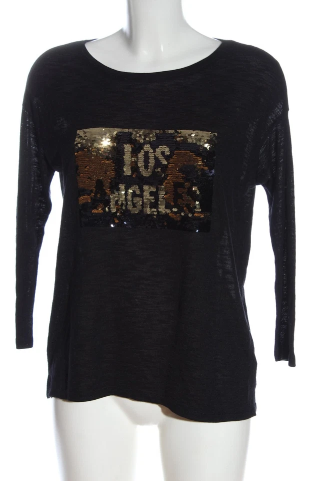 SPRINGFIELD U-Boot-Shirt Damen Shirt Gr. DE 38 schwarz-goldfarben Casual-Look - Bild 1 von 4