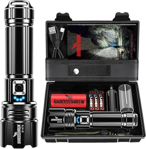 Shadowhawk Taschenlampe Led 500000 Lumen, Extrem Hell Taschenlampe USB Aufladbar - Bild 1 von 11