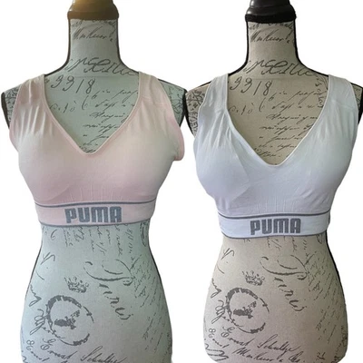 Puma Set Of 2 Sports Bras Pink White Size Large NEW - Image 1 of 4