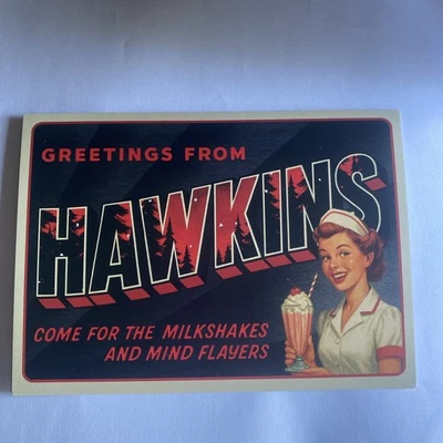 New STRANGER THINGS THE FIRST SHADOW “Welcome to Hawkins” 2025 UK promo postcard - Image 1 of 2
