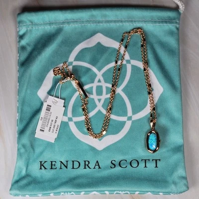 Collar Colgante Medallón Kendra Scott Ellie Azul Kyocera Ópalo Oro Rosa Nuevo con Etiquetas Difícil de Encontrar Foto 1 de 4