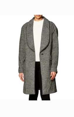 Jaqueta casaco Guess feminina tamanho XL mistura de lã cinza xadrez forrada bolsos nova com etiquetas  - Imagem 1 de 4