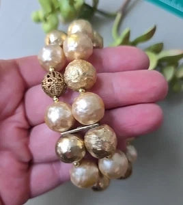 Vintage Barock Faux Perlen Stretch Armband 7-7,5" Handgelenk - Bild 1 von 2