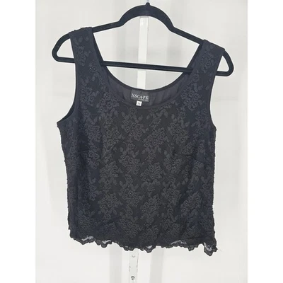 Xscape Women's Black Floral Pattern Sleeveless Scoop Neck Wide Strip Top Size 1X - image 1 of 4