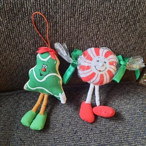 TRUDY TREE PEPPY PEPPERMINT Vintage Plush Christmas Ornaments SMOKE SMELL - Picture 1 of 4