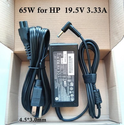 Adaptador carregador CA 65W HP ORIGINAL DO FABRICANTE PONTA AZUL 19,5V 3,33A Pavilion 710412-001 - Imagem 1 de 4