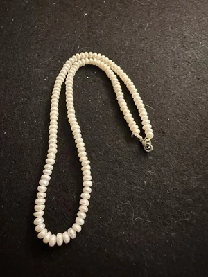 Vintage Freshwater Cultured White Pearls 16" Necklace Sterling Silver Clasp - Image 1 of 3