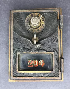 Antique U.S. Post Office Mail Box Door #204 Flying Eagle Brass Combination Lock - Picture 1 of 4