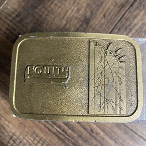 Vintage EQUITY Brass Belt Buckle WITH WHEAT SILO - Picture 1 of 2