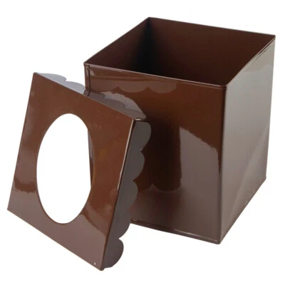 Set of 2 Brown Enamel 5" Square Metal Tissue Box Covers - Image 1 of 4