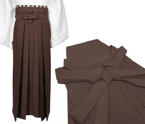 Japanese Traditional Kimono Samurai HAKAMA Pants Polyester Brown from JAPAN - Picture 1 of 1