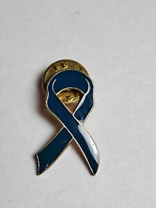 Dark Blue Awareness Ribbon Lapel Pin  Hat Tie Tack Badge. Support Blue