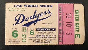 1956 World Series GM 6 Ticket Pass Jackie Robinson Last Hit Win Dodgers ⚾️ - Picture 1 of 3