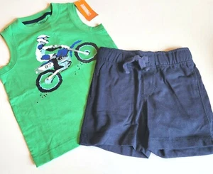 Gymboree Boys 4 4T Hop n Roll Pixel Motorcross Tee & Navy Knit Shorts Set NWT - Picture 1 of 3