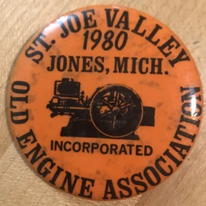 1980 St Joe Valley Old Engine Association Pinback Button Tractor Pin Jones, MI - Picture 1 of 2