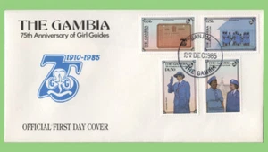 Gambia 1985 75th Anniversary of Girl Guides Set on First Day Cover - Bild 1 von 1