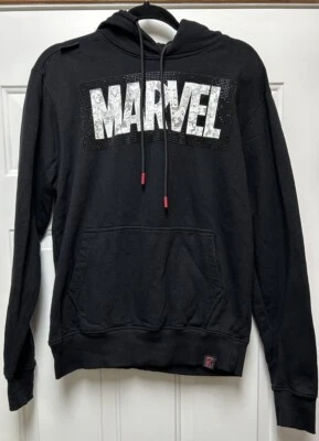 Sudadera Marvel Para Mujer Grande Negra Estrás Pullover Negro Sudadera con Capucha Críptica Foto 1 de 4