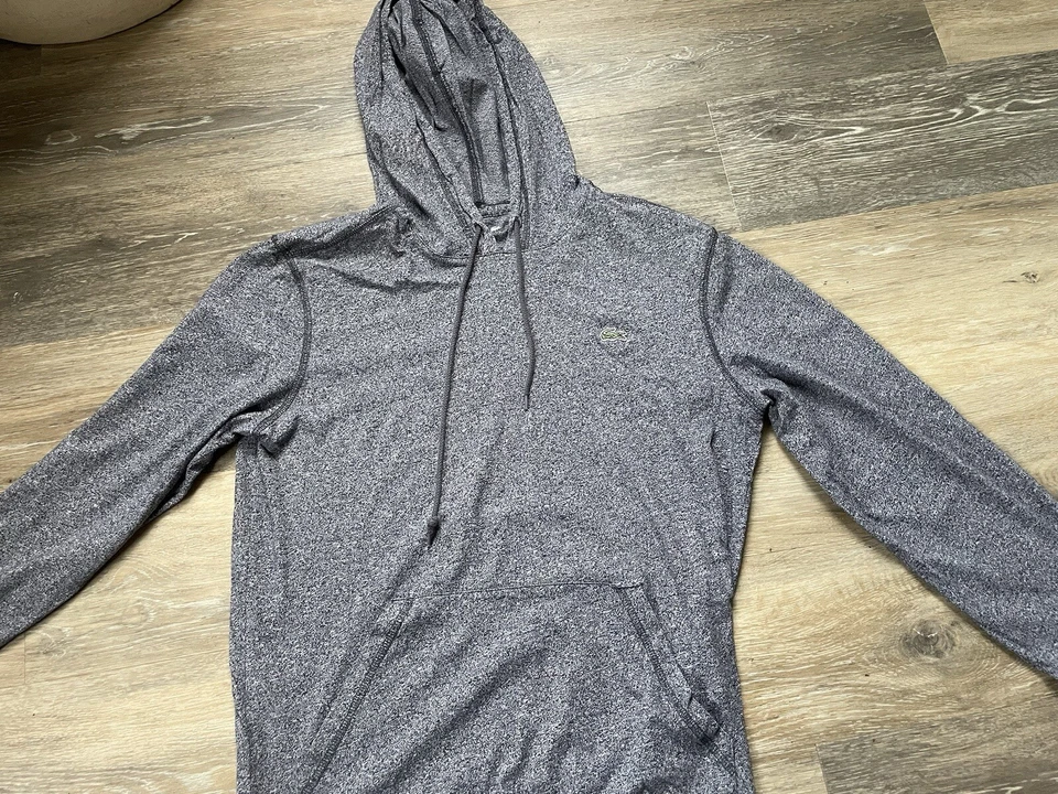 Sudadera con Capucha Lacoste Para Mujer S Gris Jaspeado Calce Regular Ligera Pullover Foto 1 de 1