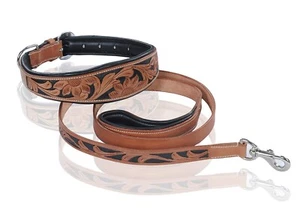 STG Leather Padded Custom Handmade Hand Tool Dog Collar and Leash Set (Large) - Picture 1 of 6